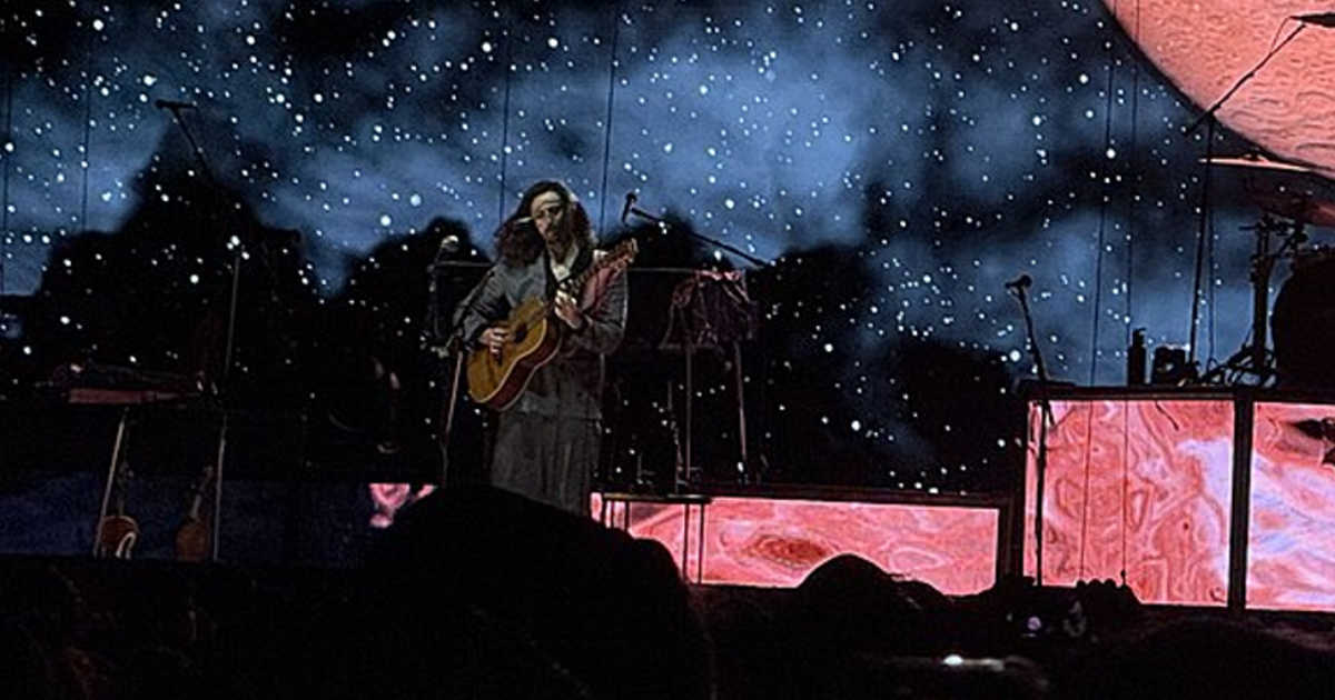 Hozier performing live on stage during his Unreal Unearth tour